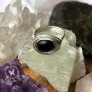 Black Jasper Silver Wire Wrapped Nest Ring